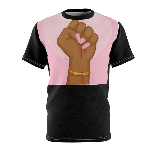 Black & Pink Power Fist All Over Tee