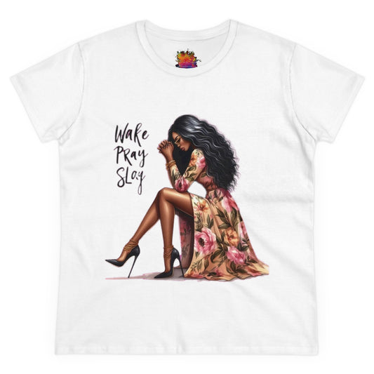 Wake, Pray, Slay..Women's Midweight Cotton Tee