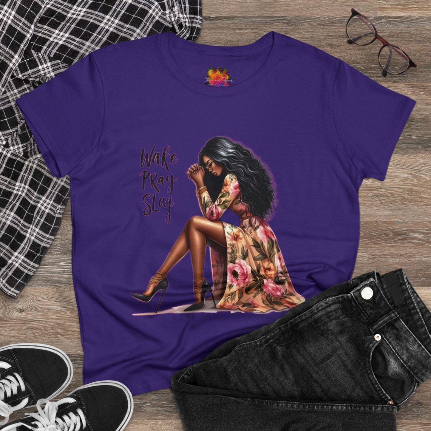 Wake, Pray, Slay..Women's Midweight Cotton Tee