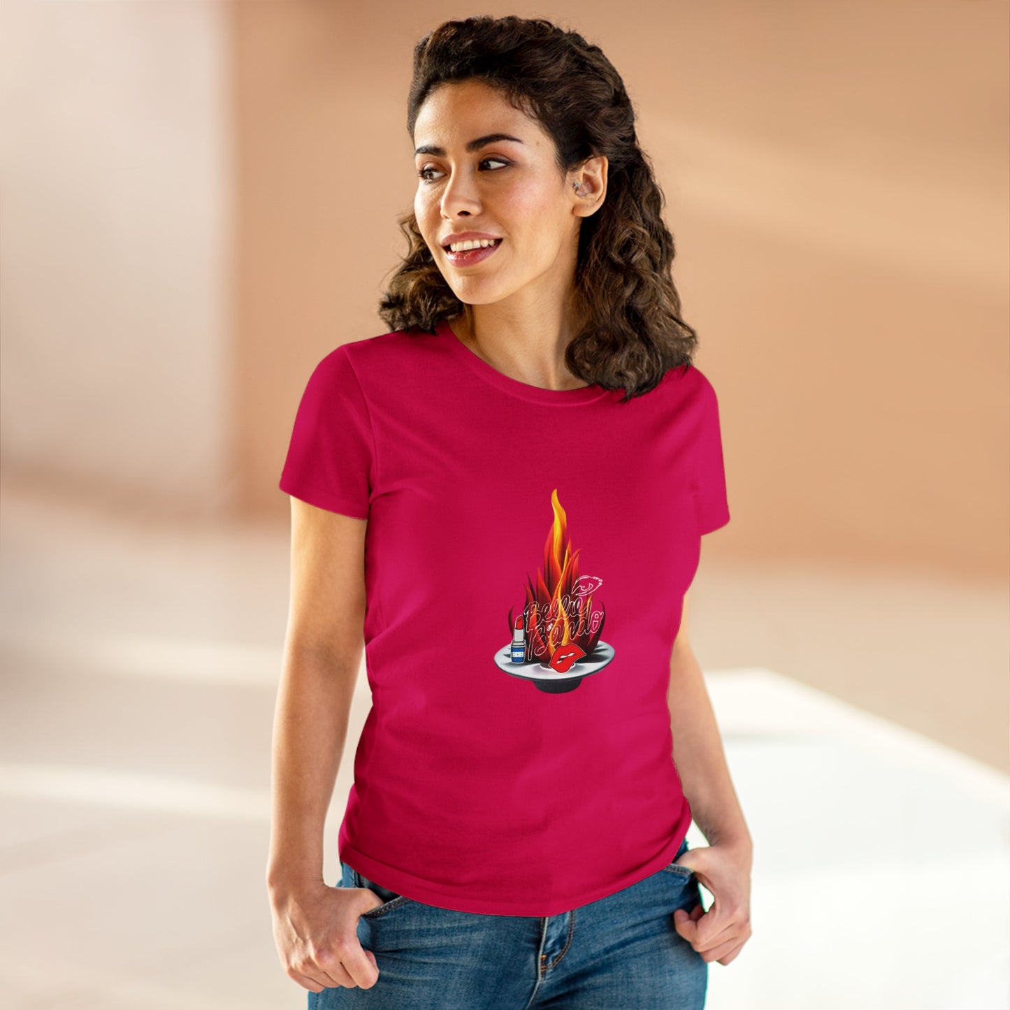 BELLIE BANDO FLAMING Women's Midweight Cotton Tee