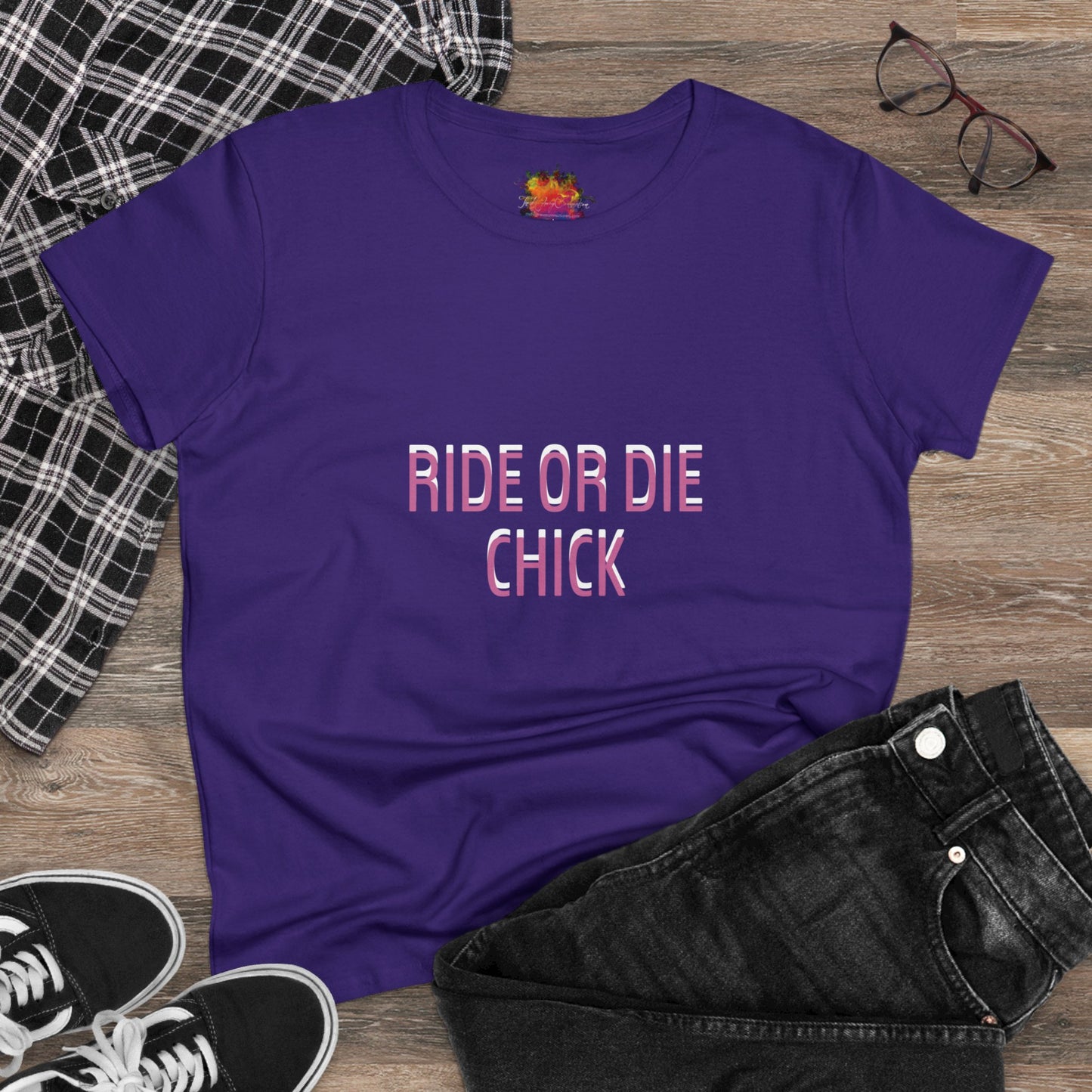 RIDE OR DIE CHICK Women's Midweight Cotton Tee