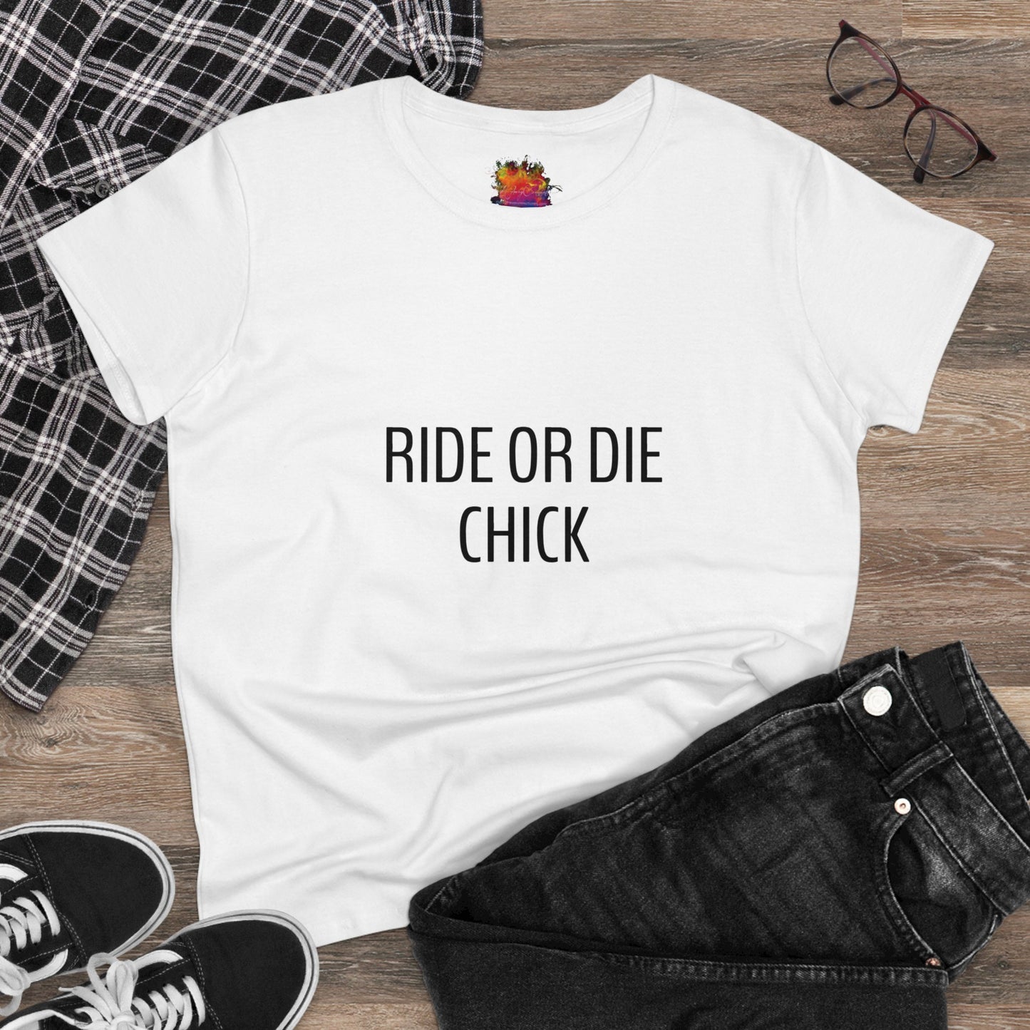 RIDE OR DIE CHICK Women's Midweight Cotton Tee