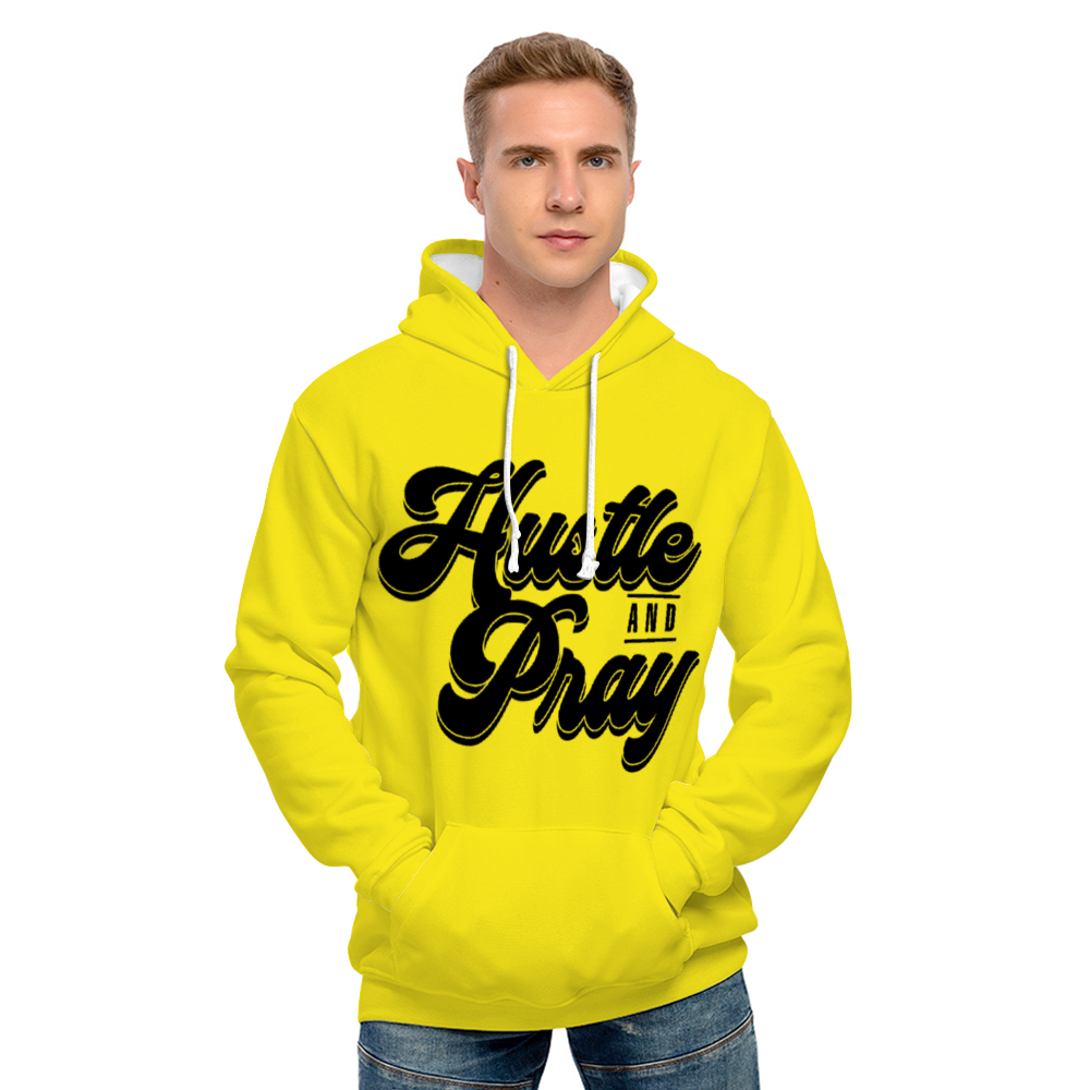 Hustle and Pray ( Lemon ) Hoodie with Pockets