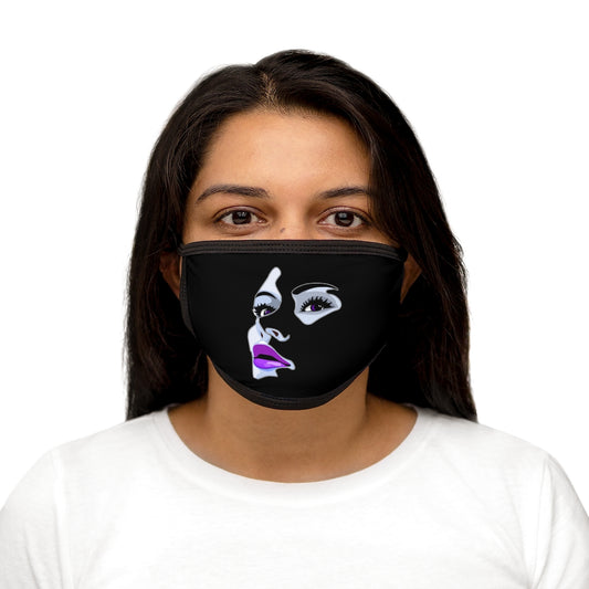 Purple Lips  (BLACK)'..  Fabric Face Mask