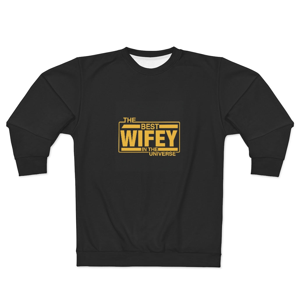 THE BEST WIFEY IN THE UNIVERSE (BLACK) AOP Unisex Sweatshirt