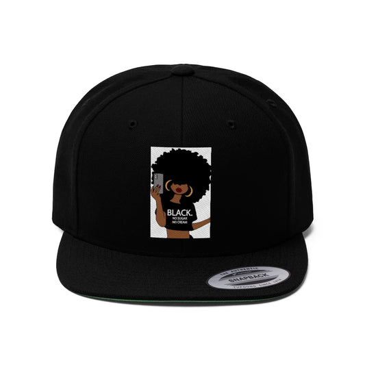 BLACK. NO SUGAR.. Unisex Flat Bill Hat