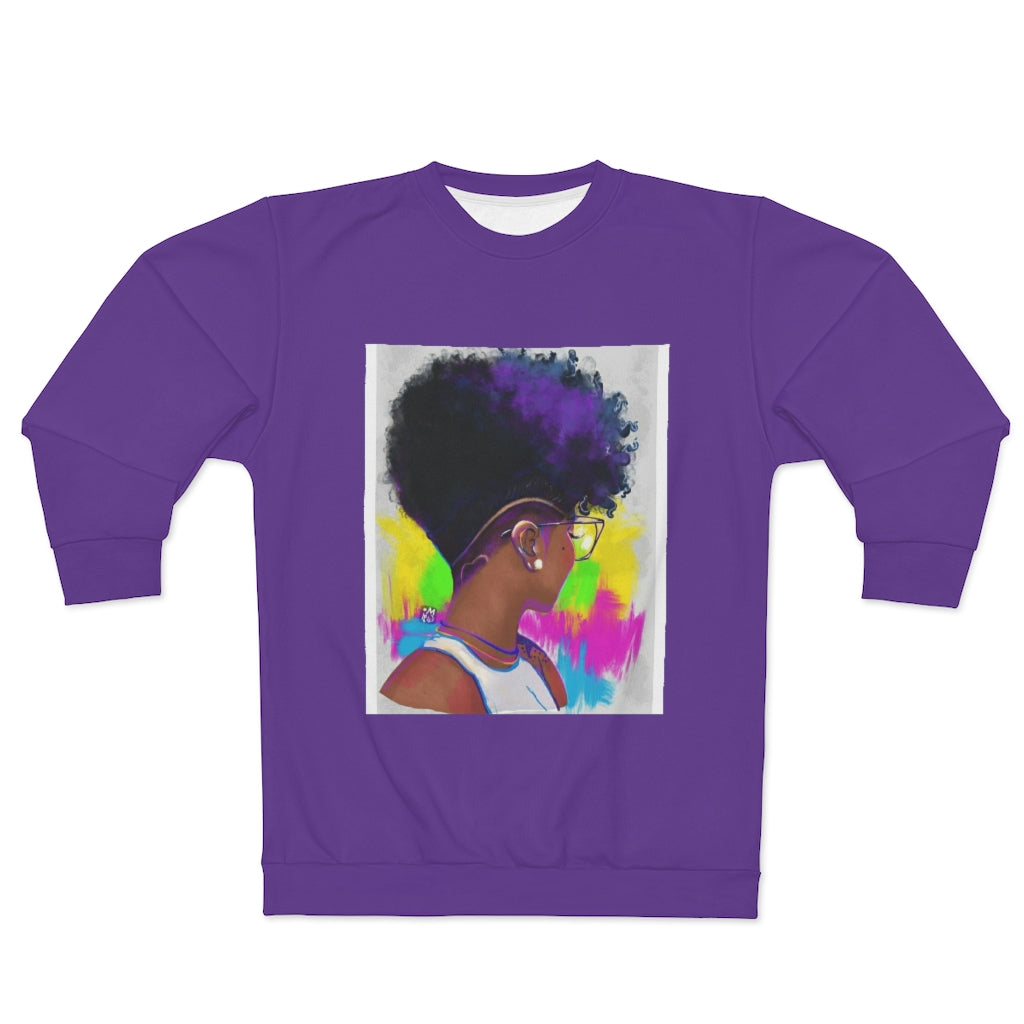 COLORED SHORTY (PURPLE)  ..  AOP Unisex Sweatshirt