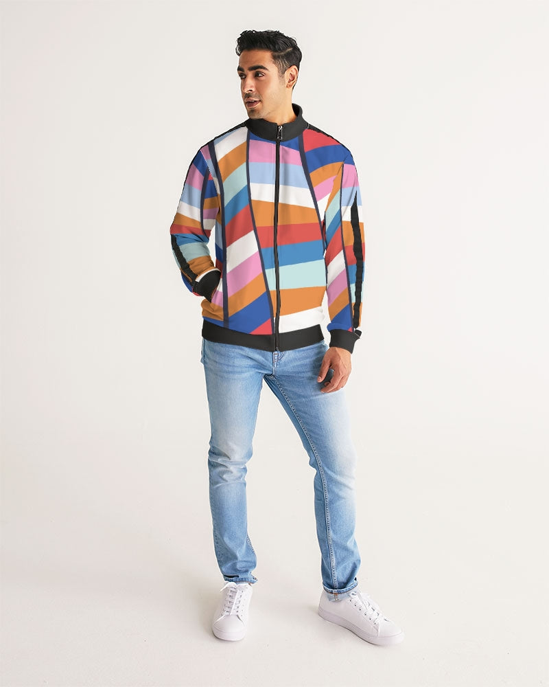 Rainbow Men's Stripe-Sleeve Track Jacket