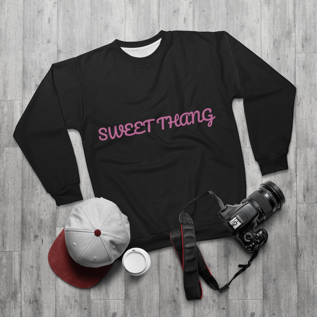 SWEET THANG (black) AOP Unisex Sweatshirt