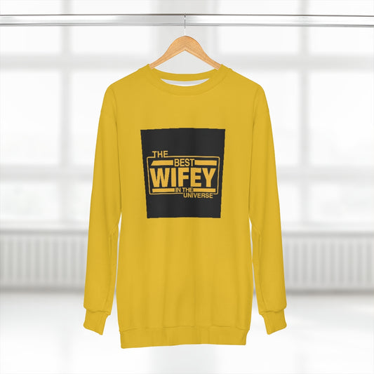 THE BEST WIFEY IN THE UNIVERSE (gold) AOP Unisex Sweatshirt