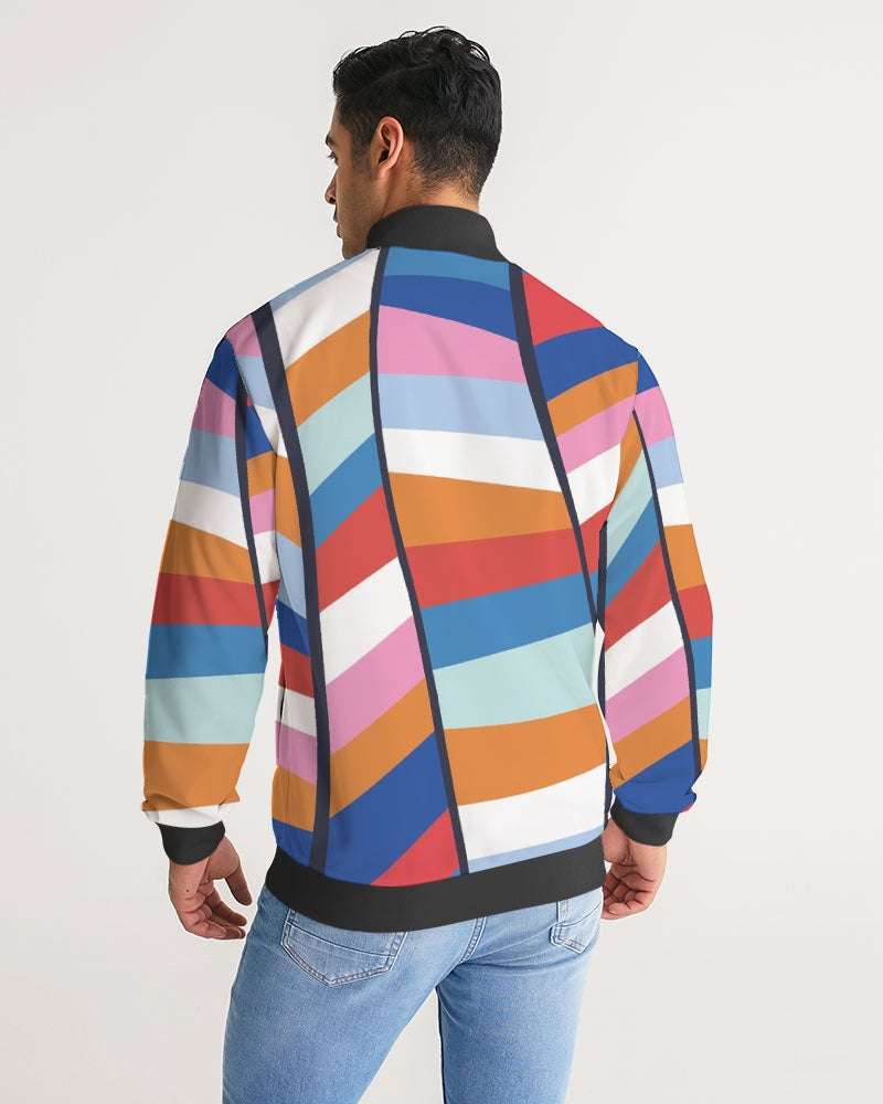 Rainbow Men's Stripe-Sleeve Track Jacket