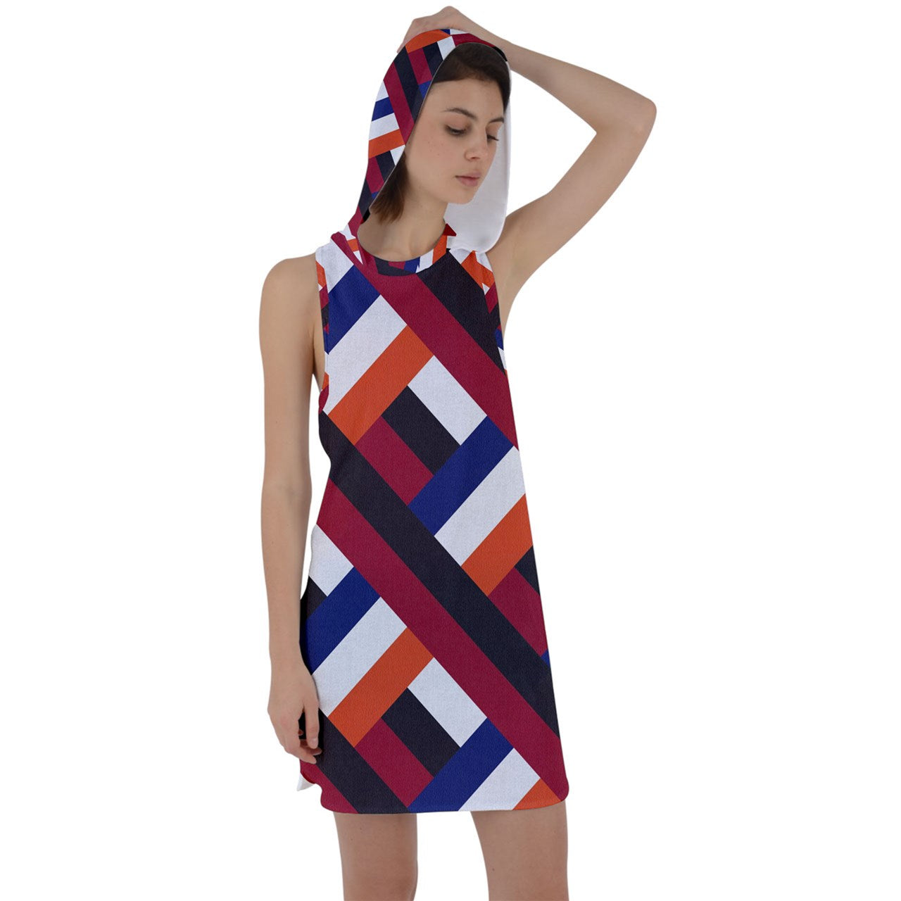 THCNJ STRIPE ME OUT Racer Back Hoodie Dress