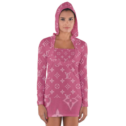 PINK THROWBACK HEAT ROCK Long Sleeve Hooded T-shirt