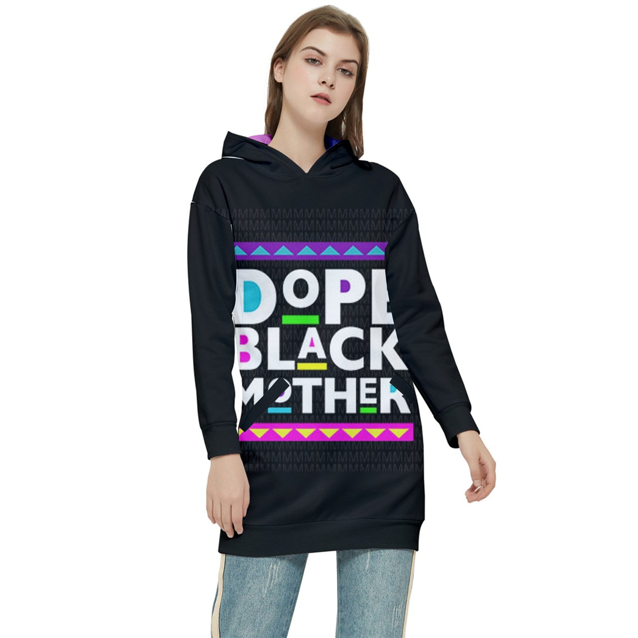 DOPE BLACK MOTHER Women's Long Oversized Pullover Hoodie