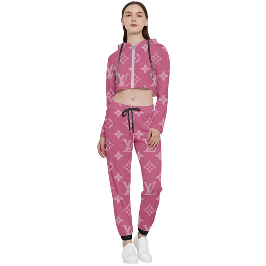 THROWBACK PINK HEAT Cropped Zip Up Lounge Set