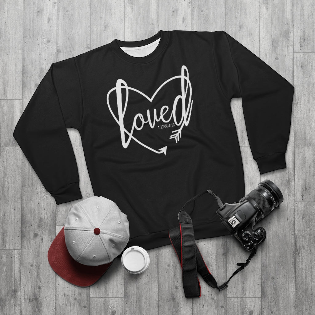 LOVED  (BLACK&WHITE) AOP Unisex Sweatshirt