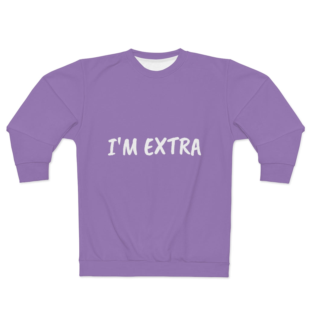 I'M EXTRA (lavendar/WHITE) AOP Unisex Sweatshirt