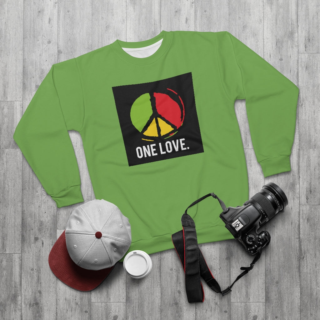 ONE LOVE. (GREEN)  ..  AOP Unisex Sweatshirt