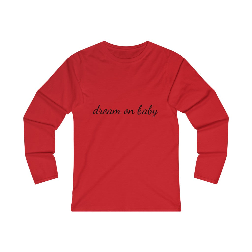 dream on baby (black print) Women's Fitted Long Sleeve Tee