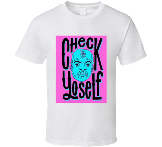 Check Yo Self White  T Shirt