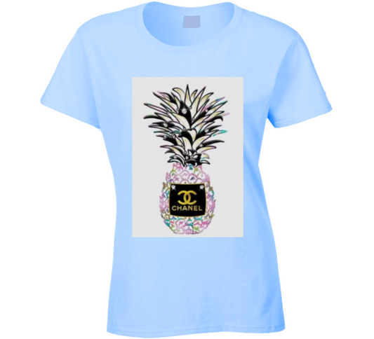 Pineapple Couture Baby Blue Ladies T Shirt