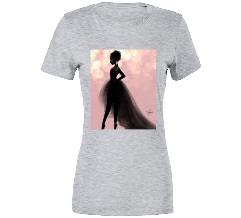 Elegant Lady Gray Ladies T Shirt