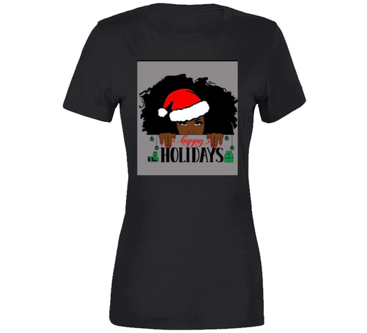 Happy Holidays ( Black ) Ladies T Shirt