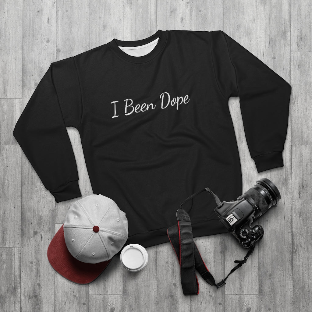 I BEEN DOPE (Black/White) AOP Unisex Sweatshirt