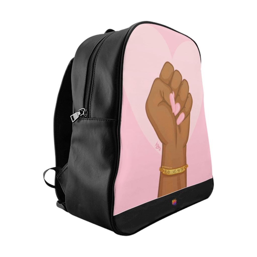 Black & Pink Power Graphic Backpack