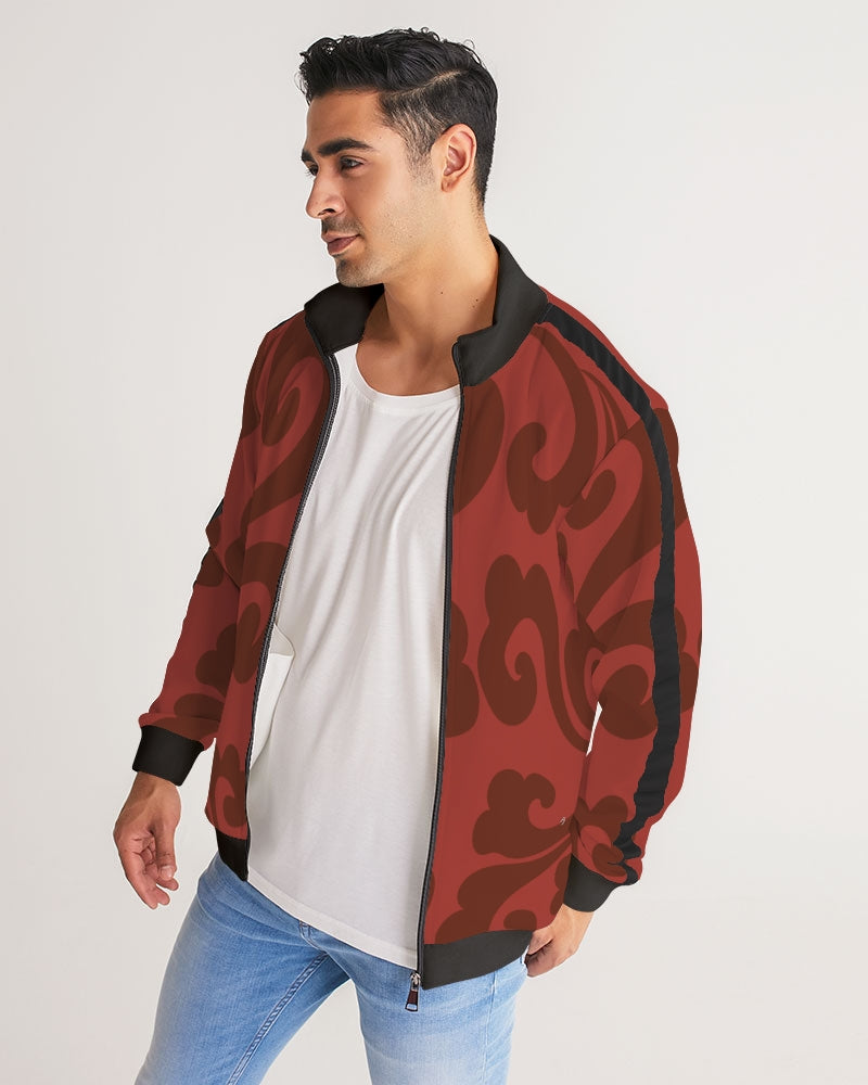 Plum Blossom Men's Stripe-Sleeve Track Jacket