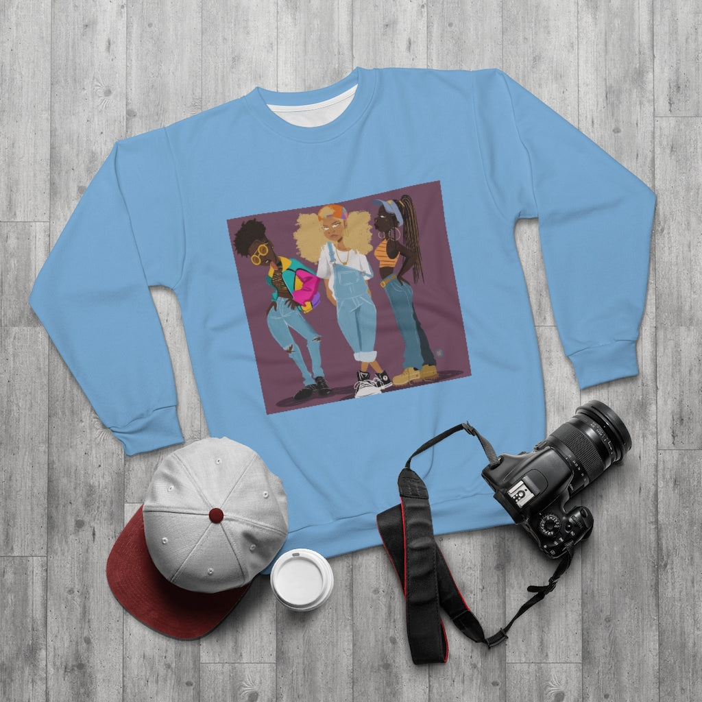 WE CUTE OR WHATEVA .. (BABY BLUE)  ..  AOP Unisex Sweatshirt