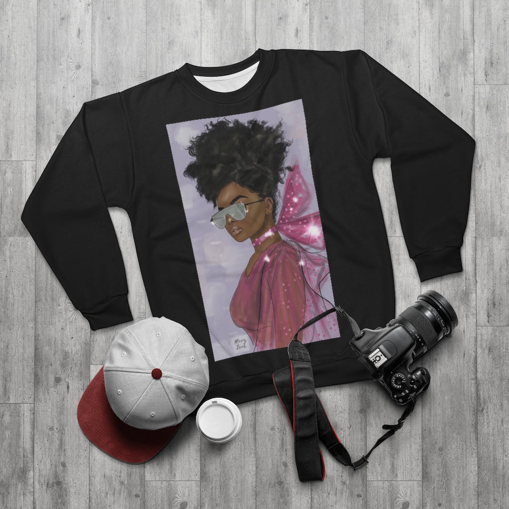 ANGEL DIVA.. (BLACK)  ..  AOP Unisex Sweatshirt