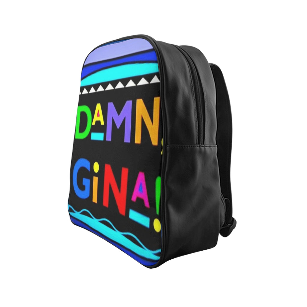 DAMN GINA BLUE Graphic LEATHER Backpack