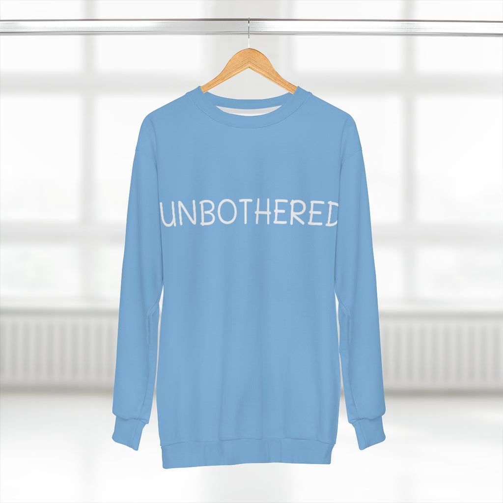 UNBOTHERED (BABYBLUE/WHITE) AOP Unisex Sweatshirt