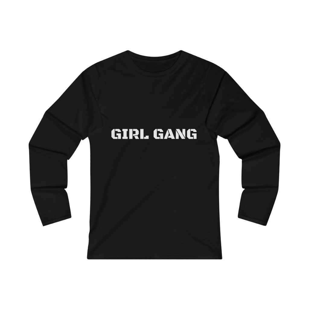 GIRL GANG (WHITE print) Women's Fitted Long Sleeve Tee