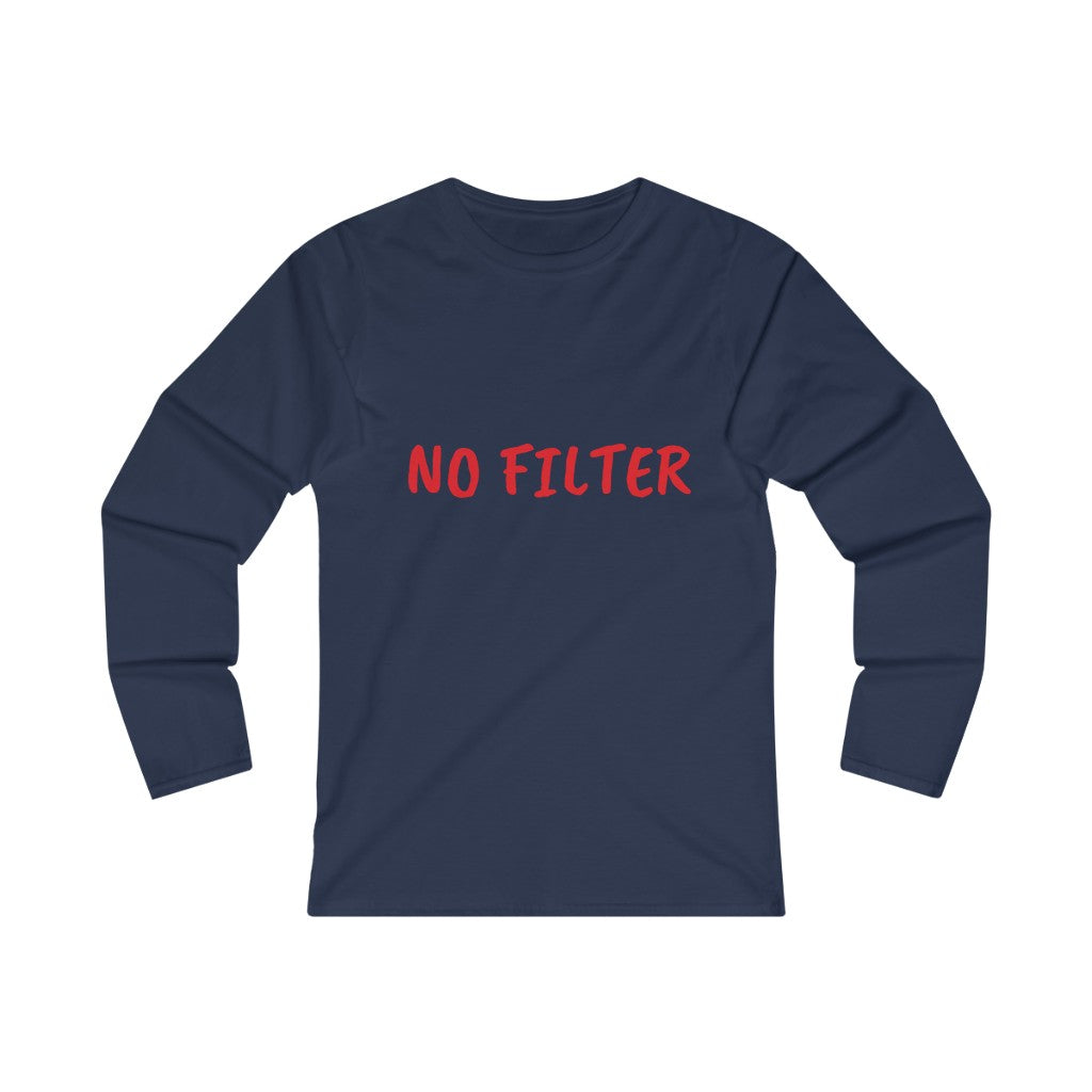 NO FILTER (RED print) Women's Fitted Long Sleeve Tee