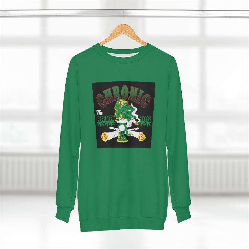 THE HEMP HOG CHRONIC . (GREEN)  ..  AOP Unisex Sweatshirt