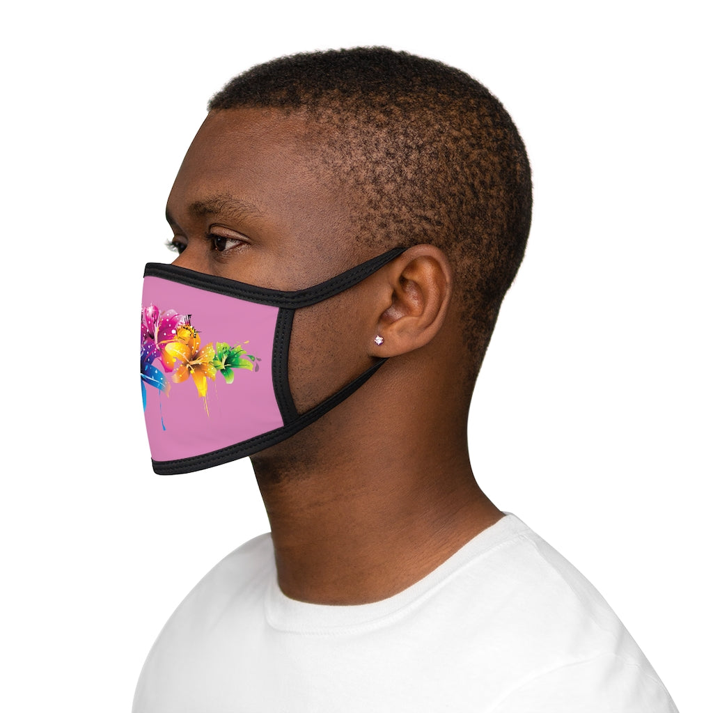 Flowers in the Dark (PINK)'..  Fabric Face Mask