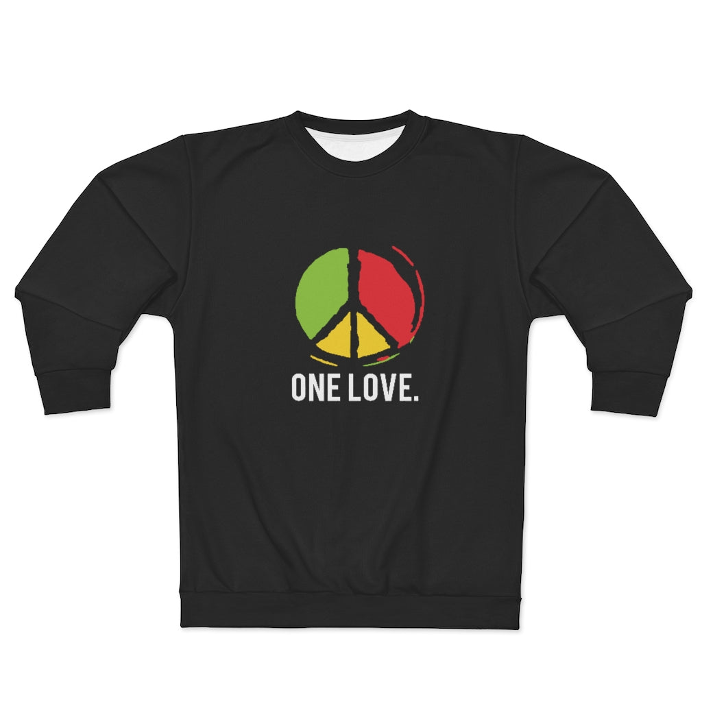 ONE LOVE. (BLACK)  ..  AOP Unisex Sweatshirt