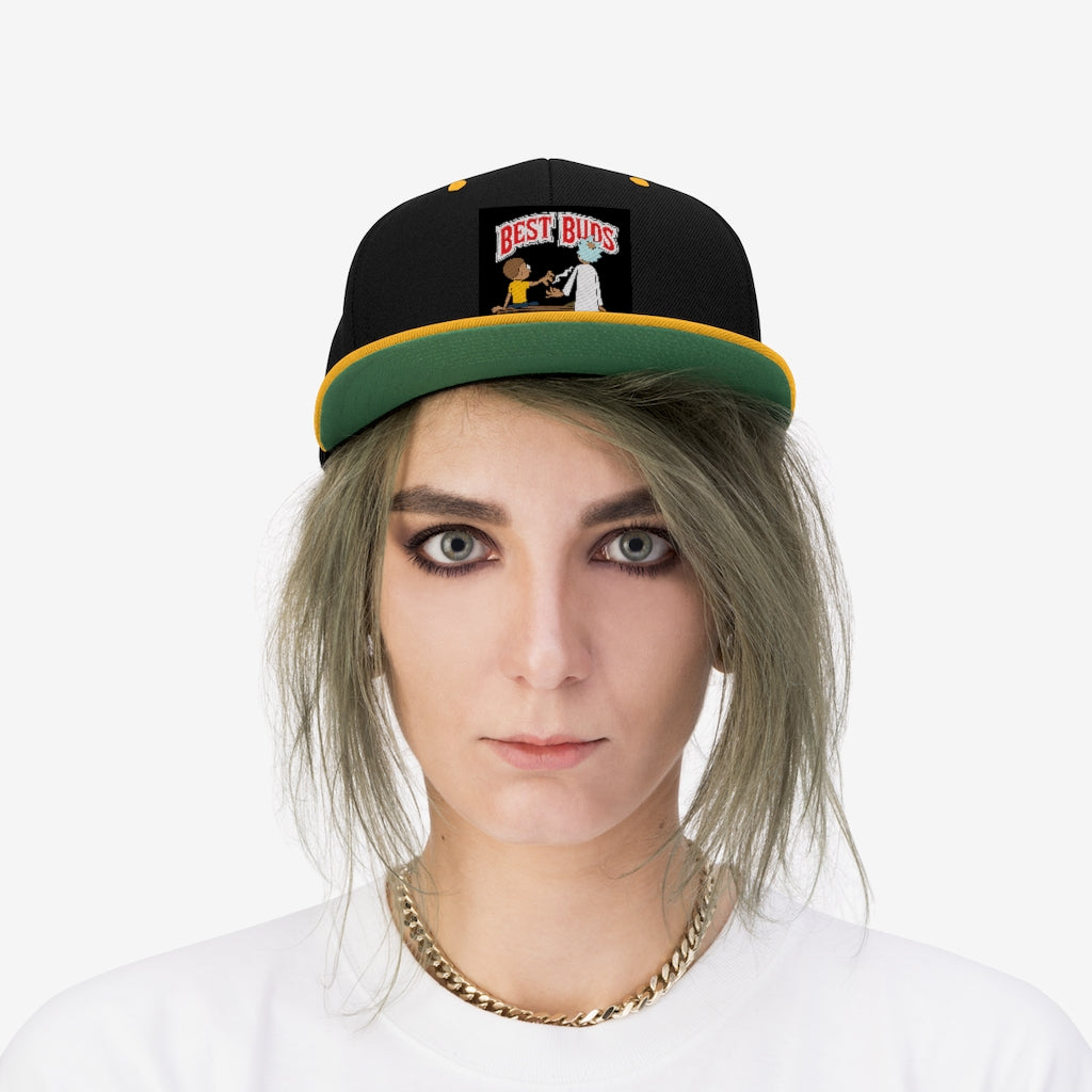 BEST BUDS (BLACK/GOLD) Unisex Flat Bill Hat