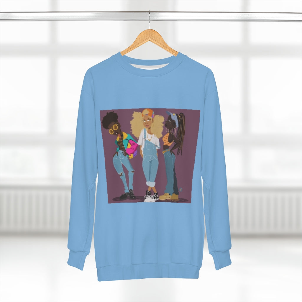 WE CUTE OR WHATEVA .. (BABY BLUE)  ..  AOP Unisex Sweatshirt