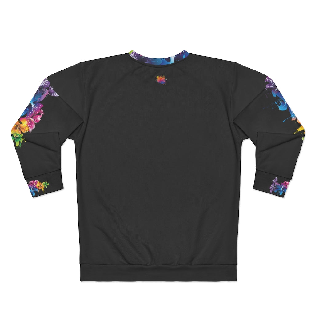 Flowers in the Dark (BLACK)  ..  AOP Unisex Sweatshirt