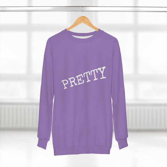 PRETTY. (PURP/WHITE) AOP Unisex Sweatshirt