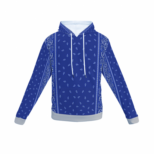 Blue Bandana  Unisex All Over Print Hoodie with Pockets