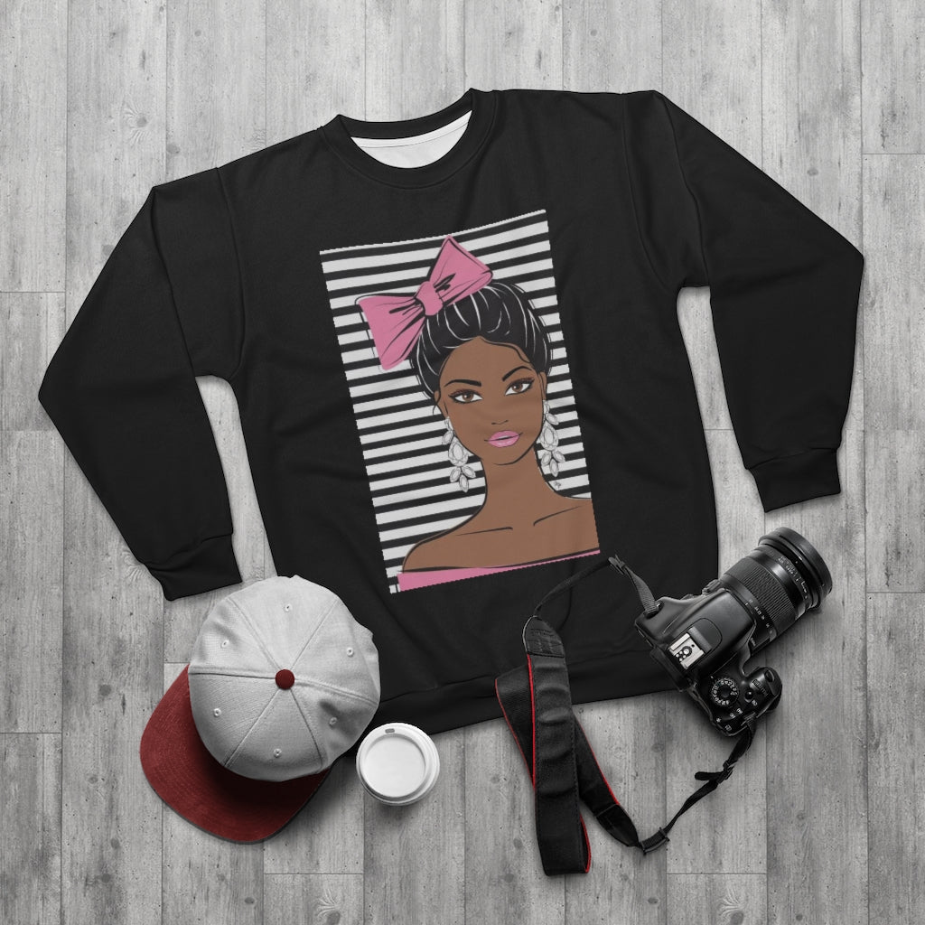 MS.BOW TIED.. (BLACK)  ..  AOP Unisex Sweatshirt