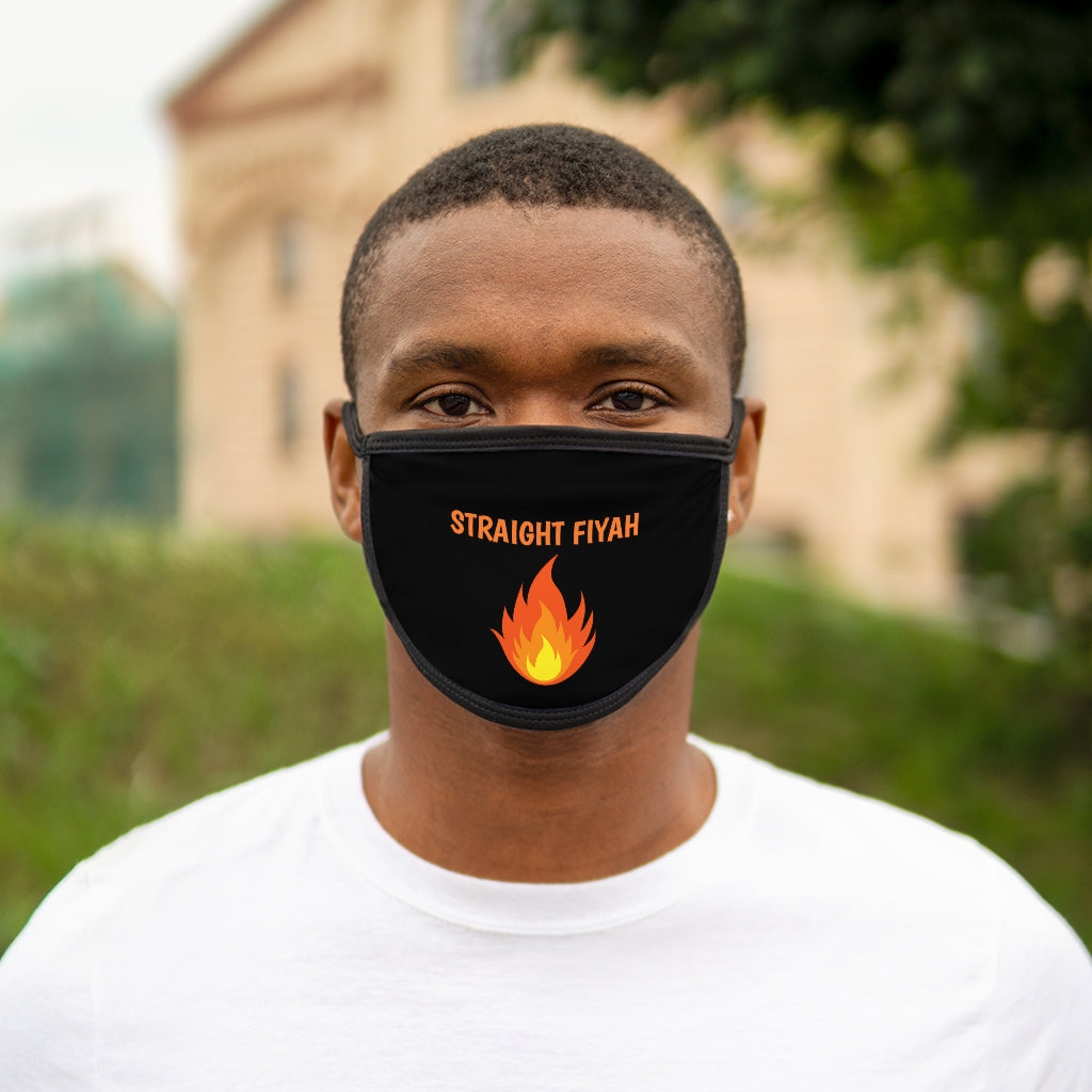 STRAIGHT FIYAH  (BLACK)..  Fabric Face Mask