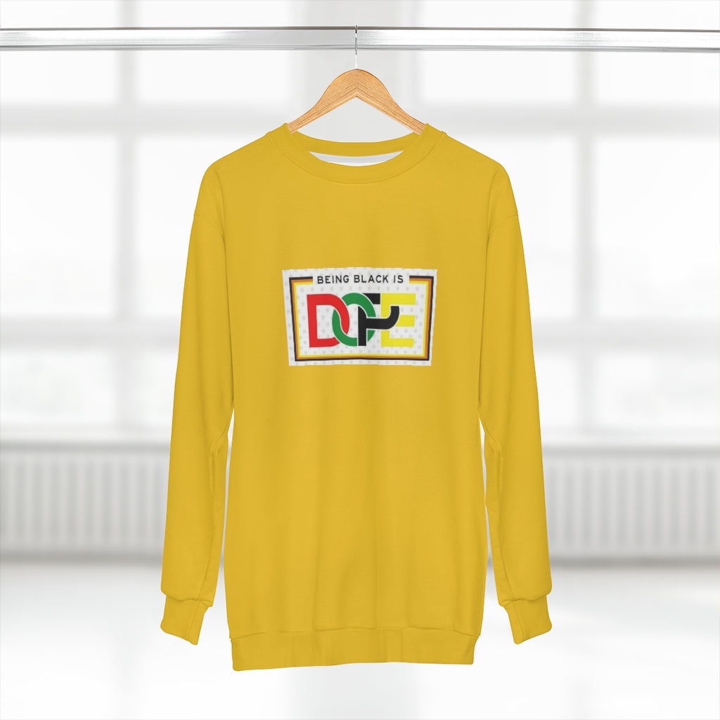 BEING BLACK IS DOPE (Gold) AOP Unisex Sweatshirt