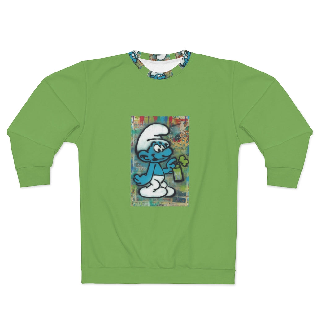 THROWBACK BLUE CARTOONS (LIME)  ..  AOP Unisex Sweatshirt