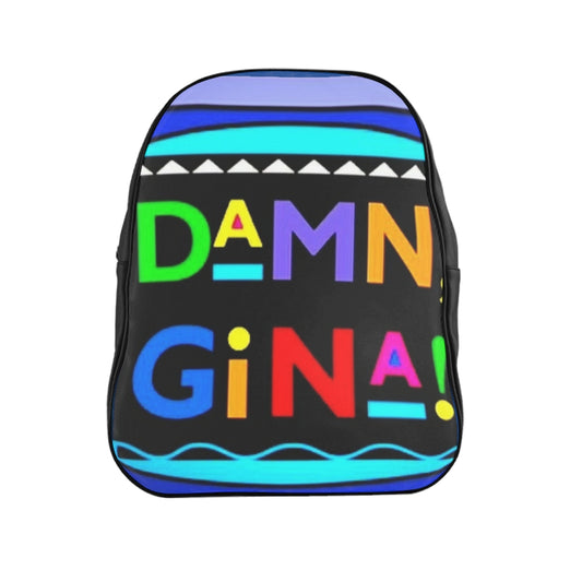 DAMN GINA BLUE Graphic LEATHER Backpack