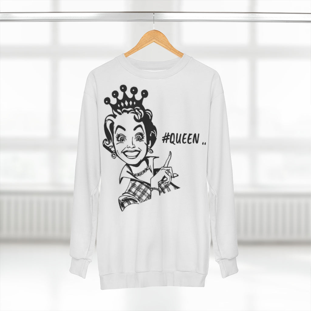 #QUEEN.. (WHITE)  ..  AOP Unisex Sweatshirt